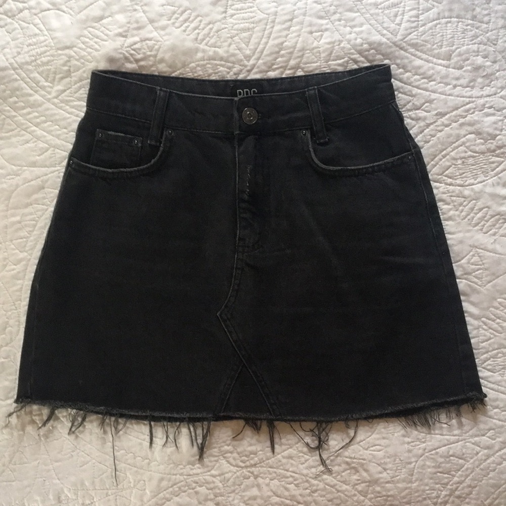 Black Denim Mini Skirt